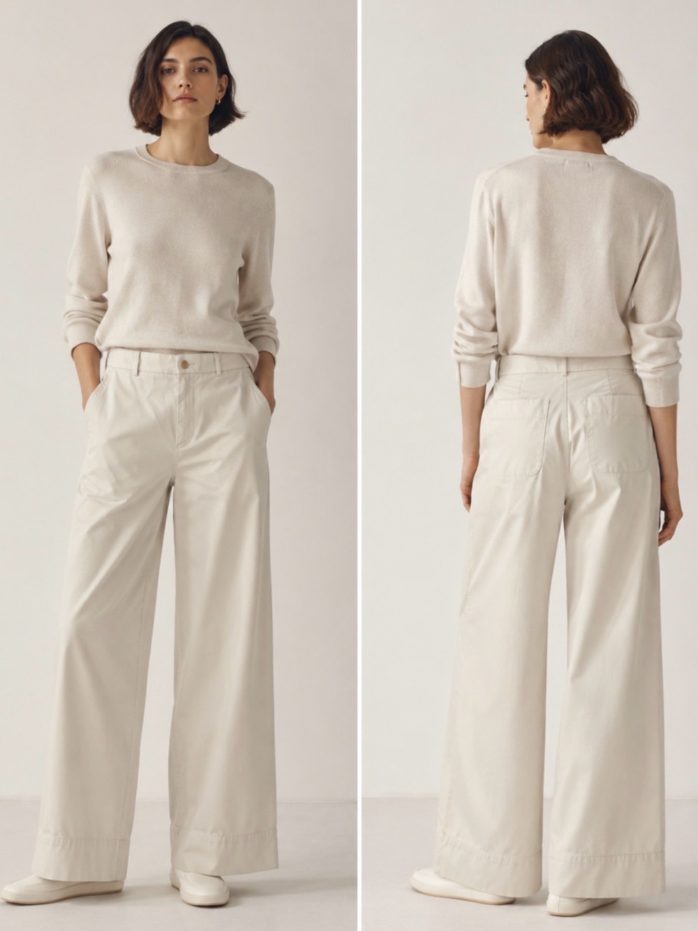 SPANX Cream Wide-Leg Chino Pants
